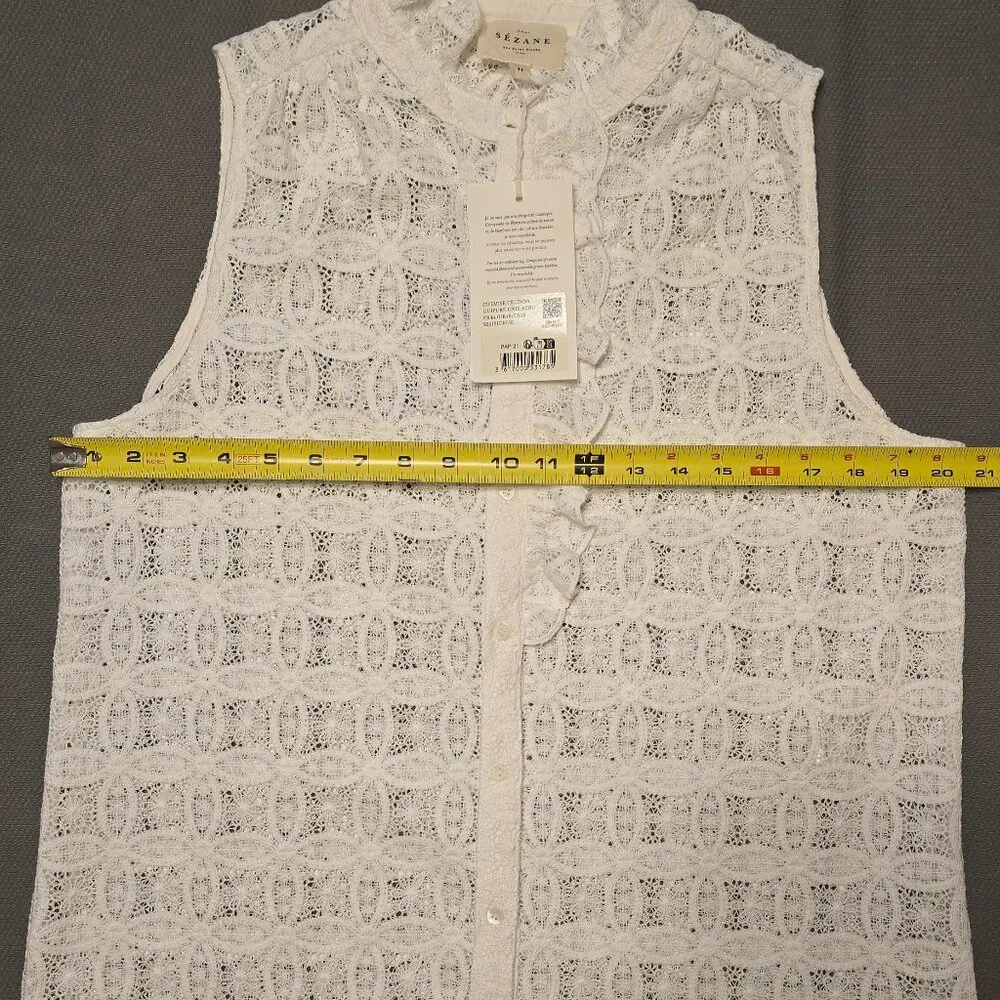 Sezane Celinda Shirt Plain Ecru Guipure - Picture 11 of 11